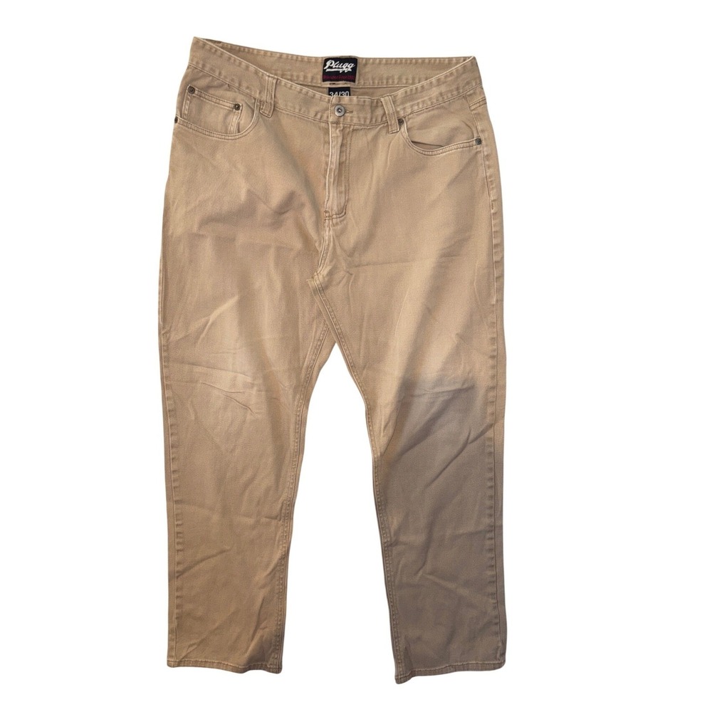 Plugg Jeans 34x30 Khaki Cotton Blend Straight Leg Casual Pants Men